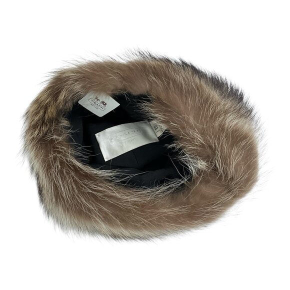 Coach 100% Raccoon Fur Silk Lined Hat Light Brown XS/S NWT $498 MSRP main image 6